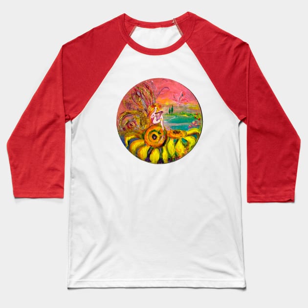 FAIRY OF THE SUNFLOWERS PLAYING LYRA Fantasy Baseball T-Shirt by BulganLumini